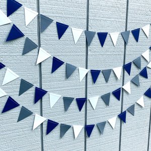 Georgetown graduation party garland, Navy White Gray Triangle Bunting, University of North Florida, Dorm Streamers, Colorado School of Mines