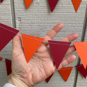 Virginia Tech graduation party garland, College Color Triangle Bunting, University dorm decor, Bed Party Streamers, Virginia Tech pennant