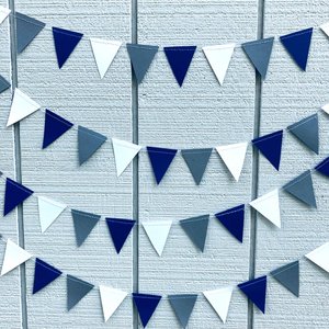 Georgetown graduation party garland, Navy White Gray Triangle Bunting, University of North Florida, Dorm Streamers, Colorado School of Mines