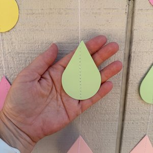 Pastel Baby Shower Decoration, Baby Sprinkle Party Decor, Raindrop Garland, Baby Shower Backdrop, Noah's Ark Party, Neutral Baby Shower