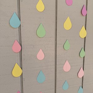 Pastel Baby Shower Decoration, Baby Sprinkle Party Decor, Raindrop Garland, Baby Shower Backdrop, Noah's Ark Party, Neutral Baby Shower
