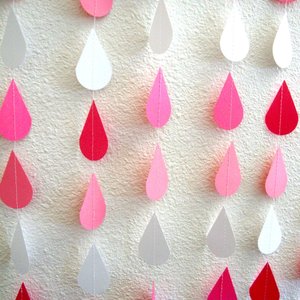 Pink and White Raindrop Bunting, Pink Sprinkle Garland, Girl Baby Shower Decoration, Baby Shower Garland, Pink Raindrops, Sprinkle Shower