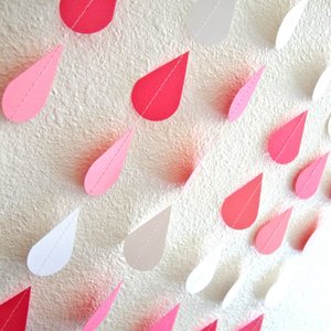 Pink and White Raindrop Bunting, Pink Sprinkle Garland, Girl Baby Shower Decoration, Baby Shower Garland, Pink Raindrops, Sprinkle Shower
