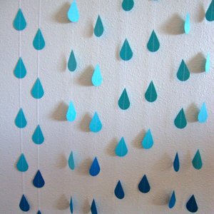 Blue Ombre Raindrop Garlands, Blue Raindrops, Bridal Shower Garland, Blue Shower Backdrop, Virtual Shower Backdrop, Shower Decoration