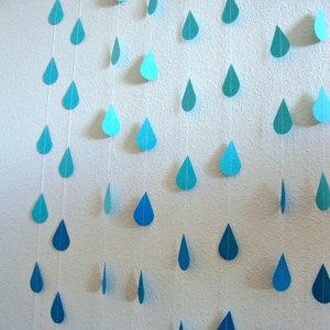 Blue Ombre Raindrop Garlands, Blue Raindrops, Bridal Shower Garland, Blue Shower Backdrop, Virtual Shower Backdrop, Shower Decoration