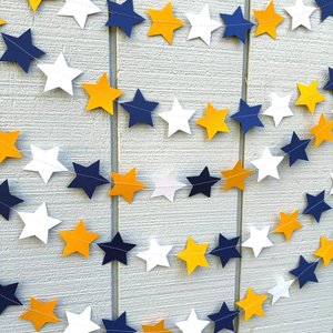 Back to School Navy and Gold Star Garland Dorm Decoration, Navy Blue and Golden Yellow Graduation Decoration, University of California decor
