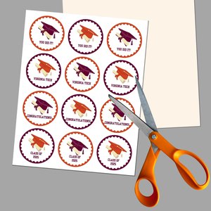 Virginia Tech Graduation Cupcake Toppers: Orange & Maroon Decor (Digital Download)