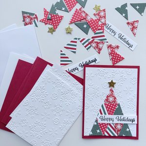 Handmade Christmas Card Kit: Quilt Style Tree, Set of 4