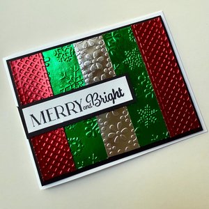 Merry and Bright Christmas Card, Green and Red Foil Holiday Card, DIY Christmas Card Kit, Women Holiday Craft, Christmas Party Craft