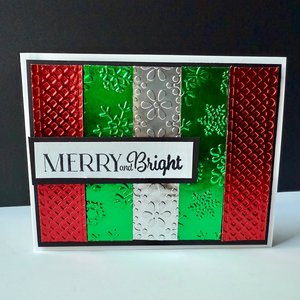 Merry and Bright Christmas Card, Green and Red Foil Holiday Card, DIY Christmas Card Kit, Women Holiday Craft, Christmas Party Craft