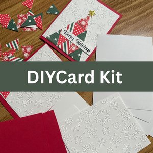 Handmade Christmas Card Kit: Quilt Style Tree, Set of 4