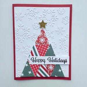 Handmade Christmas Card Kit: Quilt Style Tree, Set of 4