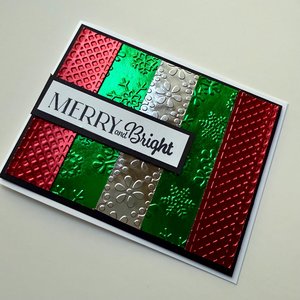Merry and Bright Christmas Card, Green and Red Foil Holiday Card, DIY Christmas Card Kit, Women Holiday Craft, Christmas Party Craft
