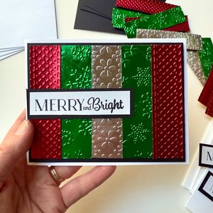 Merry and Bright Christmas Card, Green and Red Foil Holiday Card, DIY Christmas Card Kit, Women Holiday Craft, Christmas Party Craft