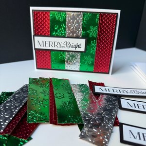 Merry and Bright Christmas Card, Green and Red Foil Holiday Card, DIY Christmas Card Kit, Women Holiday Craft, Christmas Party Craft