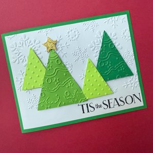 Handmade Christmas Card Kit: Embossed Christmas tree card set, DIY Christmas craft, blank card set, Tis the Season holiday cards