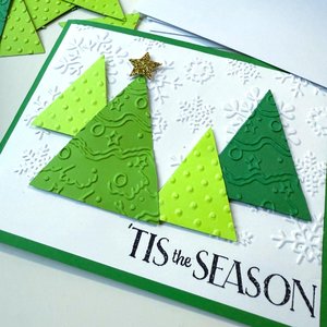 Handmade Christmas Card Kit: Embossed Christmas tree card set, DIY Christmas craft, blank card set, Tis the Season holiday cards