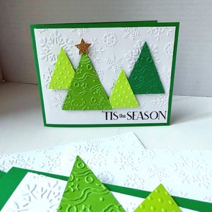 Handmade Christmas Card Kit: Embossed Christmas tree card set, DIY Christmas craft, blank card set, Tis the Season holiday cards