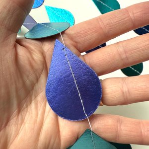 Blue Raindrop Garland, Baby Shower Decoration, Boy Baby Shower Backdrop, Turquoise Rain Party Garland, Shiny Foil Raindrop, Noah's Ark Party