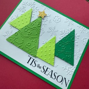 Handmade Christmas Card Kit: Embossed Christmas tree card set, DIY Christmas craft, blank card set, Tis the Season holiday cards