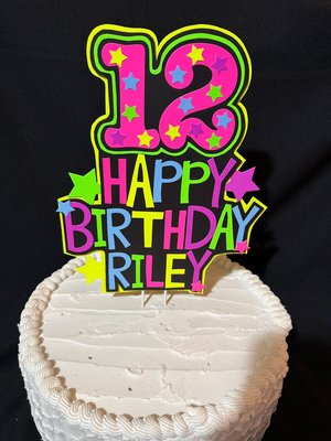 Personalized Neon Cake Topper, Glow Party Birthday Decoration