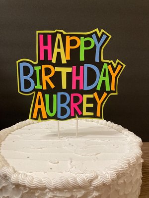 Custom Saying Neon Cake Topper, Glow Party Decoration, Blacklight Cake decor with any wording, Rave Party, Retro Glow in the Dark Decor