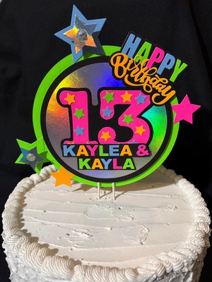 Twin Neon Birthday Cake Topper, Joint Birthday Cake, 13th Birthday Centerpiece, Best Friend Two Name Birthday Sign, LED Light Up Cake Topper