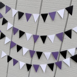 Purple White Black Graduation Garland, Triangle Flag, College Bed Party. Decision Day, Dorm Decor, Northwestern, Kansas State, TCU, GCU