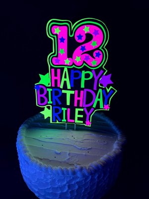 Personalized Neon Cake Topper, Glow Party Birthday Decoration