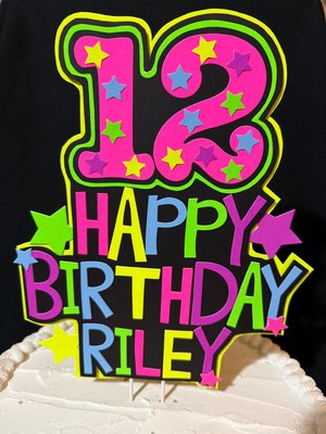 Personalized Neon Cake Topper, Glow Party Birthday Decoration