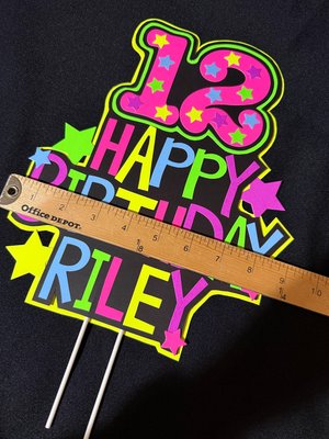 Personalized Neon Cake Topper, Glow Party Birthday Decoration