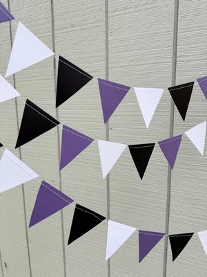 Purple White Black Graduation Garland, Triangle Flag, College Bed Party. Decision Day, Dorm Decor, Northwestern, Kansas State, TCU, GCU