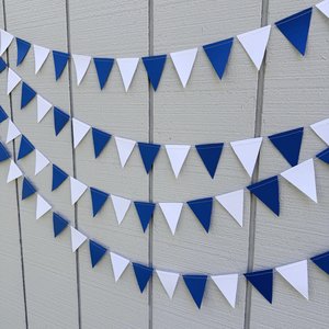 Royal Blue and White Pennant Flags, Graduation Garland, Back to School Dorm Decor, University of Kentucky, Buffalo, Dubuque, Saint Louis