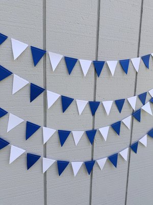 Royal Blue and White Pennant Flags, Graduation Garland, Back to School Dorm Decor, University of Kentucky, Buffalo, Dubuque, Saint Louis