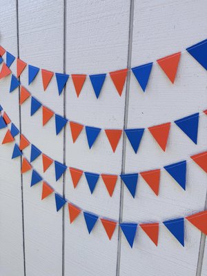 Orange Royal Blue Pennant Garland, Graduation Decoration, Decision Day, Bed Party, Flag Bunting, Dorm Decor, Boise State, CSUF, U of Florida
