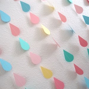 Pastel Sprinkle Garland, Raindrop Garland, Baby Shower Backdrop, Baby Shower Decor, Noah's Ark Party, Baby Sprinkle, Neutral Baby Shower