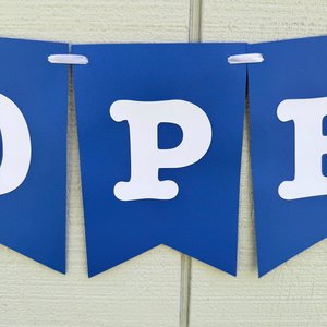 Royal blue and white graduation banner, Congrats personalized sign, Grad party decor, University of Kentucky, Buffalo, Dubuque, Saint Louis