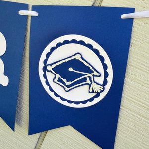 Royal blue and white graduation banner, Congrats personalized sign, Grad party decor, University of Kentucky, Buffalo, Dubuque, Saint Louis