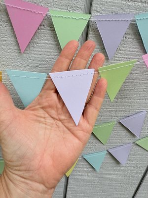 Pastel Wedding Reception Decor, Paper Triangle Bunting, Dangling Garland, Spring Color Wedding Decoration, Reception Tent Decor