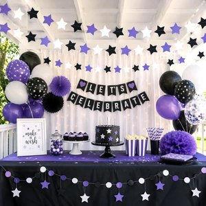 Star Party Garland, Purple Black White Graduation Decor, Back to School Party, Grand Canyon, Kansas, Northwestern, Dorm Decoration