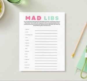 Mad Libs bridal shower game, bachelorette party game, instant pdf download, Funny wedding advice, Family wedding game