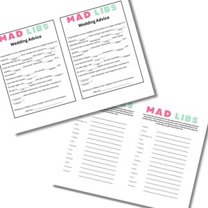 Mad Libs bridal shower game, bachelorette party game, instant pdf download, Funny wedding advice, Family wedding game