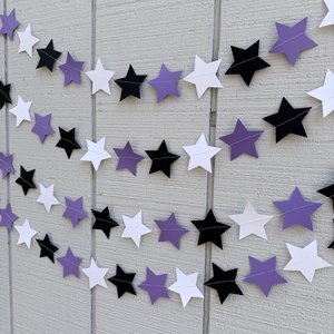 Star Party Garland, Purple Black White Graduation Decor, Back to School Party, Grand Canyon, Kansas, Northwestern, Dorm Decoration