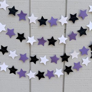 Star Party Garland, Purple Black White Graduation Decor, Back to School Party, Grand Canyon, Kansas, Northwestern, Dorm Decoration