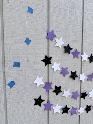 Star Party Garland, Purple Black White Graduation Decor, Back to School Party, Grand Canyon, Kansas, Northwestern, Dorm Decoration