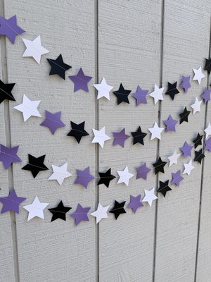 Star Party Garland, Purple Black White Graduation Decor, Back to School Party, Grand Canyon, Kansas, Northwestern, Dorm Decoration