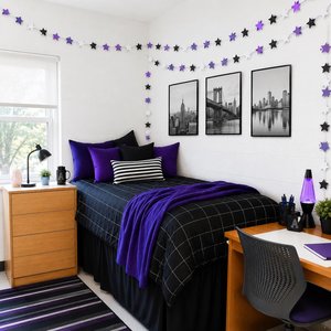 Star Party Garland, Purple Black White Graduation Decor, Back to School Party, Grand Canyon, Kansas, Northwestern, Dorm Decoration
