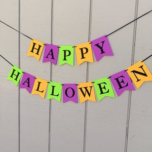 Halloween Banner, UV Glow in the Dark Happy Halloween Fireplace Mantel Sign