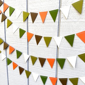Fall wedding decorations,  Earth tone rustic wedding garlands, Paper Triangle Bunting, Hanging Garland, Reception Tent Decor