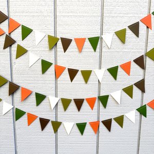 Fall wedding decorations,  Earth tone rustic wedding garlands, Paper Triangle Bunting, Hanging Garland, Reception Tent Decor